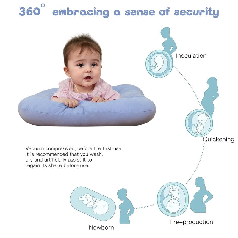 PGONEEE Baby Lounger for Newborn, Bionic Design Baby Lounger, Soft Organic Cotton Breathable Lounger for Infants 0-18 Months (Blue) - Image 5